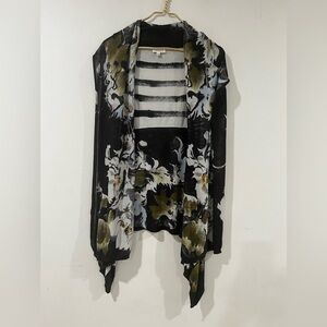 Adore Black and Olive Floral Cardigan